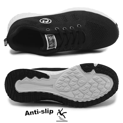 HAJINK Womens Black Casual Sneakers for Women Walking Tennis Shoes Non Slip Breathable Mesh Lightweight Female Running Shoes(Black,7) - Thumbnail 4