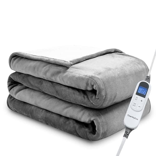 Thermylux Electric Blanket Full 72"x84" Heated Electric Blankets 10 Heating 12 Time Settings Levels 8 Hours Auto Off Fast Heating and Overheat Protection ETL Certified Machine Washable,Light Grey - Image 1