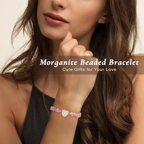Sistble Wife Birthday Gift Ideas, Gifts for Wife I Love You Gifts for Her Jasper Heart Bracelets for Women Christmas Gifts for Wife Beaded Bracelet Anniversary Stocking Stuffers Love Jewelry - Thumbnail 2