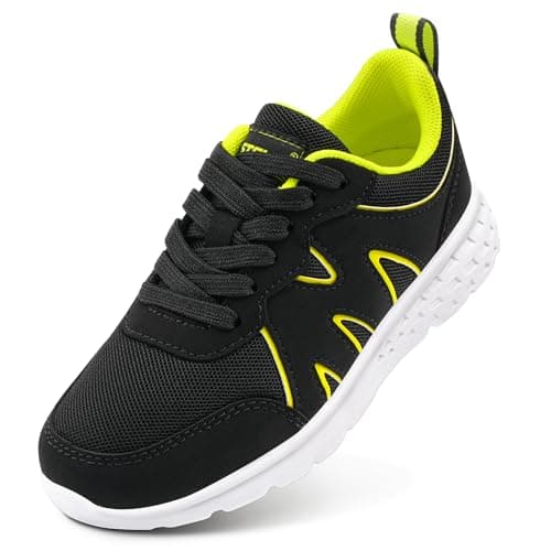 Stelle Kids Sneakers Girls Tennis Shoes Non-Slip Lightweight Breathable Athletic Sports Running Shoes(Black,4MB) - Image 1