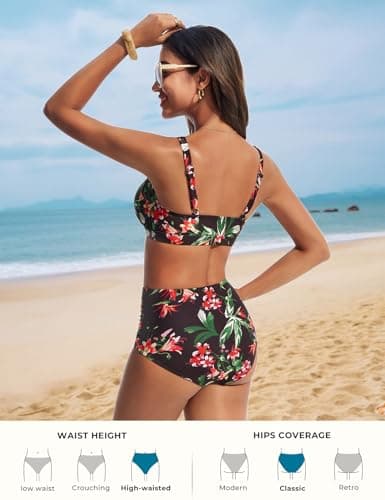 Hanna Nikole Women's Swimwear, High Rise Two Piece Swimsuits, Scoop Neck Bathing Suits, Bandeau Top - Thumbnail 4