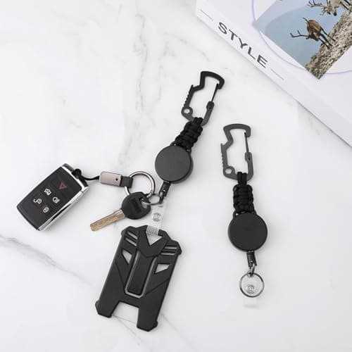 2 Set Retractable Badge Holders Heavy Duty Badge Reel Retractable Keychain with Tactical ID Card Holders - Thumbnail 3
