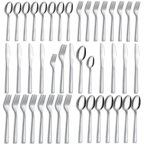 Hunnycook 40-Piece Silverware Set - Stainless Steel Silverware Set for 8, Flatware Set, Include Spoons and Forks Set, Mirror Polished, Dishwasher Safe, Cutlery Set for Home Kitchen Restaurant Hotel