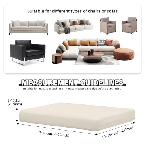 MRGSDL 8Pcs Patio Cushion Covers,Outdoor Cushions Covers,Stretch Cushion Covers Replacement, Washable and Reusable Furniture Protectors(Beige) - Thumbnail 2