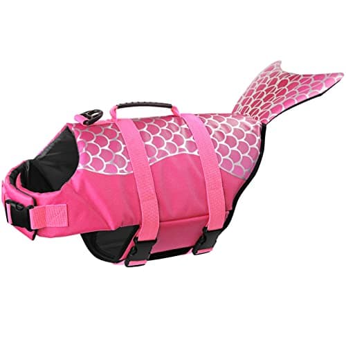 Dogcheer Dog Life Jacket, Cute Mermaid Dog Life Vest for Swimming Boating with Superior Buoyancy and Rescue Handle, Adjustable Puppy Swim Vest Pet Floating Vest for Small Medium Large Dogs - Pink, S