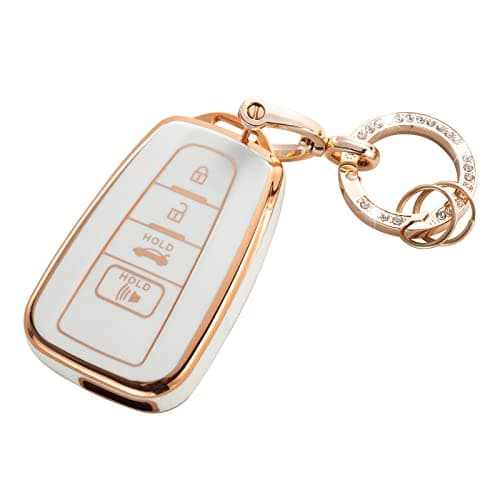 RUABIBAN Key Fob Cover Compatible with Toyota, Soft TPU Key Case Protection Shell Fit for 2018-2022 Camry RAV4 Highlander Avalon C-HR Prius Corolla GT86 Smart Key Holder - Image 1
