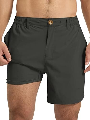 Arcweg Mens Casual Shorts 6 inch Inseam Stretch Golf Shorts Water Friendly Active Hybrid Shorts Regular Fit Charcoal Gray - Image 1