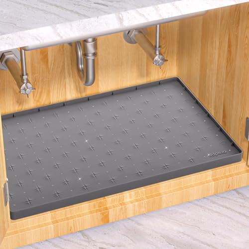 Sdpeia Under Sink Mat 19"×19" Waterproof Silicone Cabinet Liner & Sink Protector for Kitchen & Bathroom, Multi-Purpose Organizers Tray for Pets, Laundry, Cat Litter Mat,Gray - Image 1