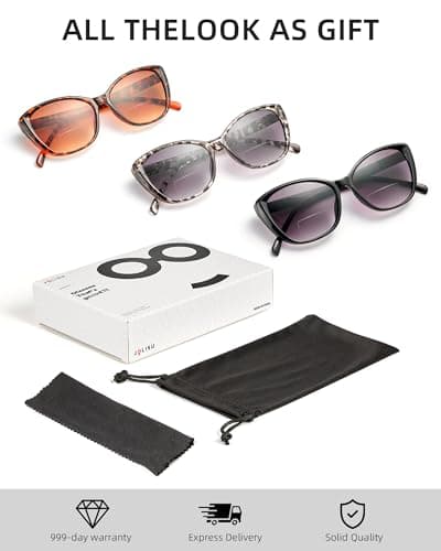 JOLISU 3 Pack Bifocal Reading Sunglasses for Women, 2 IN 1 Sun Readers Glasses Spring Hinge Outdoor Sunglasses With UV400 Protection (2.50) - Thumbnail 5