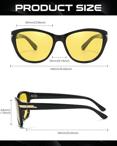 SODQW Night Driving Glasses for Women Men Polarized Anti Glare Night Vison Glasses for Nighttime Driving UV400 Yellow Lens 26 - Thumbnail 5