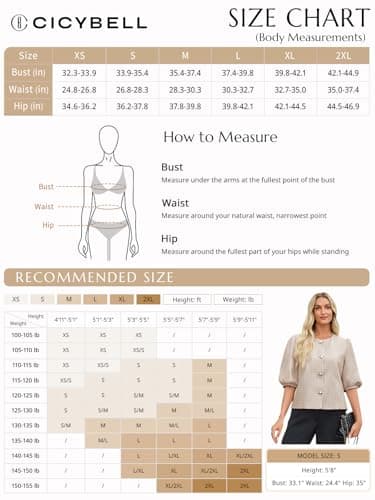 Cicy Bell Womens Cropped Tweed Blazers Puff Short Sleeve Crew Neck Button Business Casual Suit Jackets Blue - Thumbnail 6