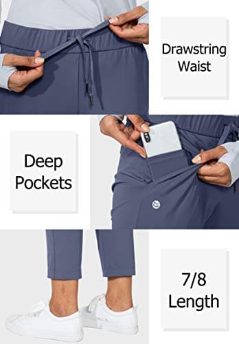 G Gradual Women's Pants with Deep Pockets 7/8 Stretch Sweatpants for Women Athletic, Golf, Lounge, Work (Dusty Blue, XX-Large) - Thumbnail 5