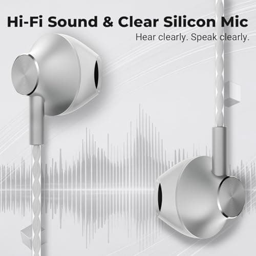 AzukiLife White Wired Earbuds with Microphone for iPhone, iPad, 3.5mm Apple Style Headphones for MacBook, Laptop, School, Zoom, Clear Call, Tangle-Free Corded Ear Buds with Case for Study & Travel - Thumbnail 5