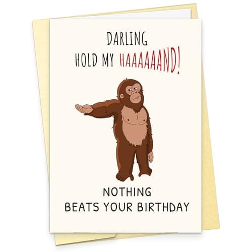 KKJAYO Hilarious Monkey Birthday Card – Nothing Beats Your Birthday Orangutan Funny Birthday Card for Men Women Husband Wife Boyfriend Girlfriend, Novelty Birthday Gift for Him Her - Image 1