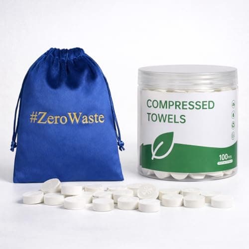 Compressed Towels - 100 Pack Compressed Cotton Hand Wipe, Portable Toilet Paper Tablets for Travel, Camping, Gym