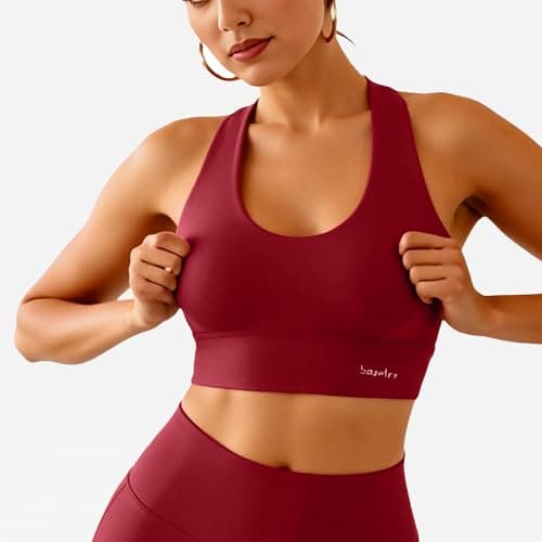 BaseTry High Impact Sports Bra for Women - Padded Seamless Support Bra for Yoga Gym Workout Fitness -Criss Cross Back High Support Running Bra (US, Alpha, XX-Large, Regular, Regular, PinkRedBlack) - Thumbnail 6
