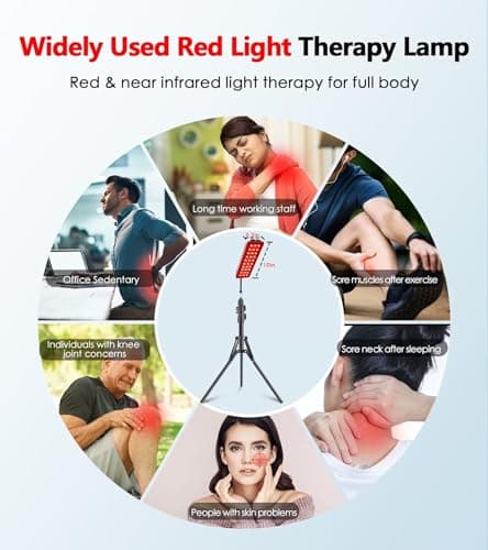 Red Light Therapy Lamp, Infrared Light Therapy with Stand - 660nm Redlight and 850nm Near Infrared Light Device for Body Pain Relief Skin Care - Thumbnail 2