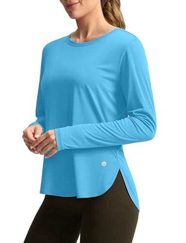 Women's Sun Shirts UPF 50+ Long Sleeve UV Protection Shirt Lightweight Quick Dry Workout Hiking Tops for Women(Sky Blue,XXXL) - Image 1