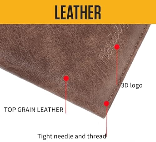 HiChiclife Men's Trifold Wallet, Classic RFID Blocking Leather Design - Durable Front Pocket Wallet with ID Window & Multiple Card Slots, Gift Box Included - Thumbnail 3