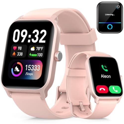 Smart Watches for Women Men, 1.85” HD Touchscreen Fitness Tracker with Call & Message Alerts, 24/7 Heart Rate/Sleep Monitor,100+ Sport Modes, 2ATM Waterproof Smart Watch for Android iPhone (Pink) - Image 1