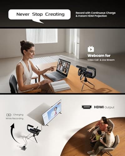 5K Video Camera Camcorder, UHD 64MP Vlogging Camera for YouTube with 3" 270° Rotatable Touch Screen, Digital Camera with IR Night Vision, 16X Zoom/WiFi/Webcam/HD/32GB Card/2 Batteries/Microphone - Thumbnail 5