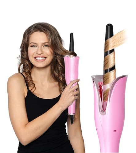Automatic Curling Iron, Curling Wand Self Rotating for Medium and Long Hair, with Guider Rod - Easy to Use, No Burns, No Tangle, Fast Curl, 1 Inch, Dual Voltage, Automatic Hair Curler for Teen Girls - Image 1