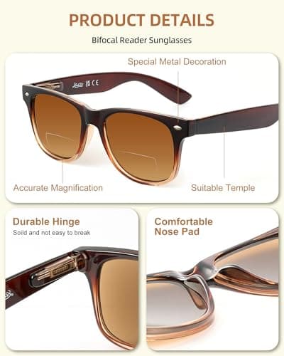 LADEESSE 3 Pack Bifocal Reading Sunglasses for Women, UV400 Sun Readers Glasses Spring Hinge Outdoor Sunglasses +1.75 - Thumbnail 4