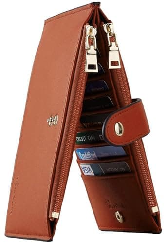 Travelambo Leather Wallets for Women Slim RFID Blocking Bifold Credit Card Holder Wallet - Image 1
