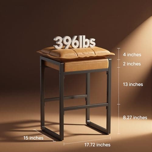 HOMVIMI Barstools with Double Cushion Comfortable Seating, Modern Bar Stools Set of 1 with Footrest, Counter Height Bar Chairs, Easy Assembly, for Kitchen Island, Bar, Counter(Brown) - Thumbnail 2