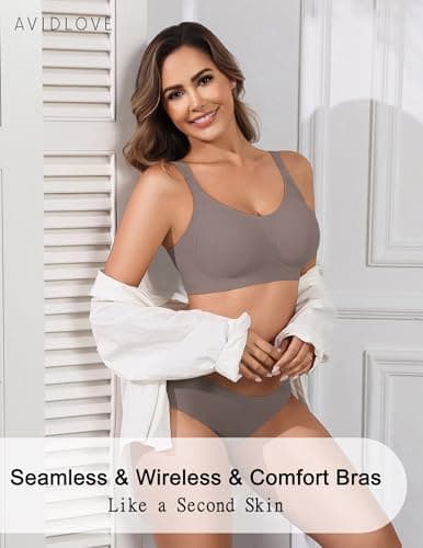 Avidlove Full Coverage Bras for Women Jelly Wireless Bra Comfortable Seamless Bralette Padded Everyday Bras Grey S - Thumbnail 5