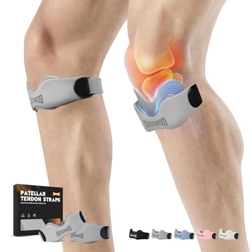 GOUNOD Patellar Tendon Support Strap 2 Pack,Silicone Knee Strap for Knee Pain Relief,Patella Band for Basketball, Jumpers Knee, Tendonitis, Running, Hiking, Soccer, Osgood Schlatter（Grey） - Image 1