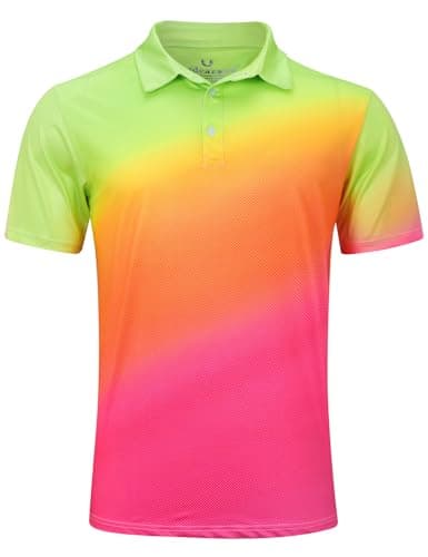 uideazone Mens Golf Shirts Short Sleeve Dry Fit Athletic Polo Shirt Neon Colorful Gradient Polos Performance Moisture Wicking Golf Polo - Image 1