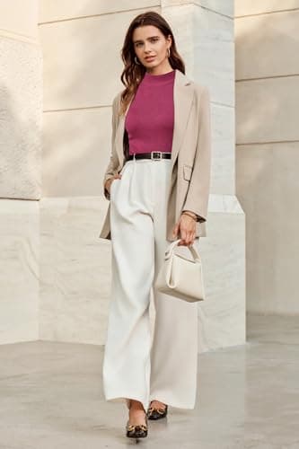 Arach&Cloz 2026 Tank Tops for Women Spring Summer Sleeveless Sweater Tops Vest High Mock Neck Soft Stretchy Cute Fashion Dressy Business Casual Outfits Trendy Capsule Wardrobe Slim Work Top Red M - Thumbnail 2