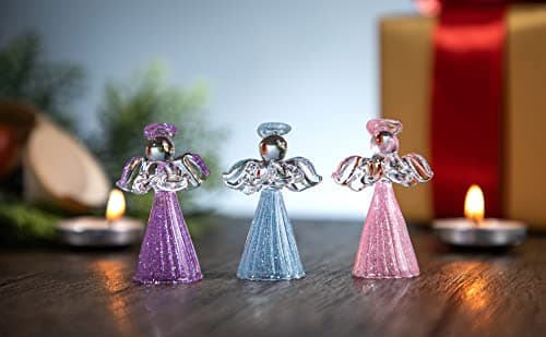 12pcs Glass Gold Angel Ornaments Guardian Angels Christmas Tree Ornaments 2.1" Colorful Mini Hanging Spun Angel for Christmas Season Holiday Decor - Thumbnail 6
