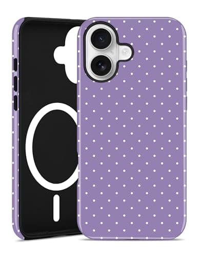 Aitipy Magnetic Polka Dot Phone Case for iPhone 16, Compatible with MagSafe, Cute Purple Polka Dots Aesthetic Soft TPU and Hard PC Shockproof Protective Phone Cover for Women Girls-Shiny - Image 1