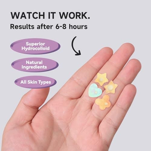 Dazzlook Cute Star Pimple Patch with Salicylic Acid, Mix Shapes Hydrocolloid Pimple Stickers Iridescent Colors 72 Pcs, Fashion Zits Blemishes Breakouts Patches - Thumbnail 4