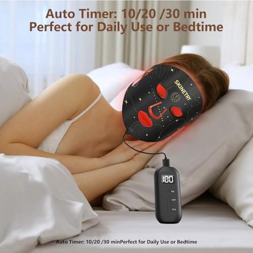 Skinetry LED Face Mask Light Therapy, Portable Red Light Therapy for Face,7 Modes with 2000mAh Rechargeable Remote, 324 LEDs for Radiant Glow, at Home - Thumbnail 5