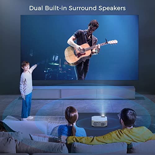 Projector with 5G WiFi and Bluetooth Native 1080P 4K Support, Outdoor Movie Projector, Portable Home Theater Projector for iOS/Android/TV Stick/Laptop/HDMI/USB - Thumbnail 4