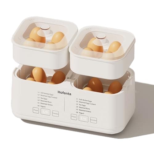 Hofenta Rapid Electric Egg Cooker for Hard Boiled Eggs,Egg Boiler with Timer(0.5-9.5H), Auto Shut-Off/2 Tiers, 16 Eggs Capacity,Egg Steamer for Soft/Hard/Poached Boiled Eggs - Image 1