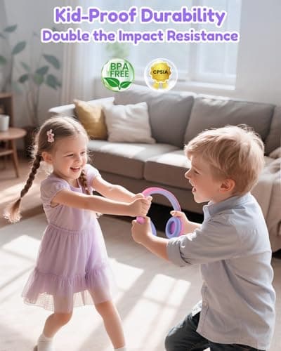 acer Kids Bluetooth Headphones, 85/94dB Volume Limiter, Foldable Wireless Over-Ear Headphones for iPad, Travel, 60H Playtime, Bluetooth 6.0, Built-in Mic, Pink, OHR668 - Thumbnail 3