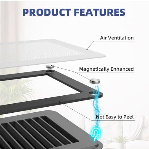Magnetic Vent Covers - 5" x 11" Vent Screen Mesh Covers for Floor, Wall and Ceiling Registers of Width 5" to 6", Length 11" to 12", Strong Magnetic Floor Vent Covers, Non Peeling - White - Thumbnail 4