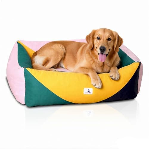 Welfibr 290 GSM Cotton Canvas Dog Couch Bed, Washable Removable Cover, Tough Bolster with Supportive Chopped Foam, Anti-Slip Bottom (Large) - Image 1