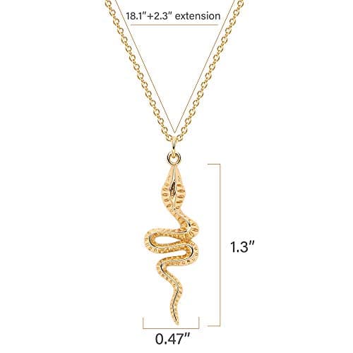 Valloey Rover Snake Pendant Necklace for Women 14K Gold Plated Snake Charm Necklaces for Jewelry Gift - Thumbnail 5