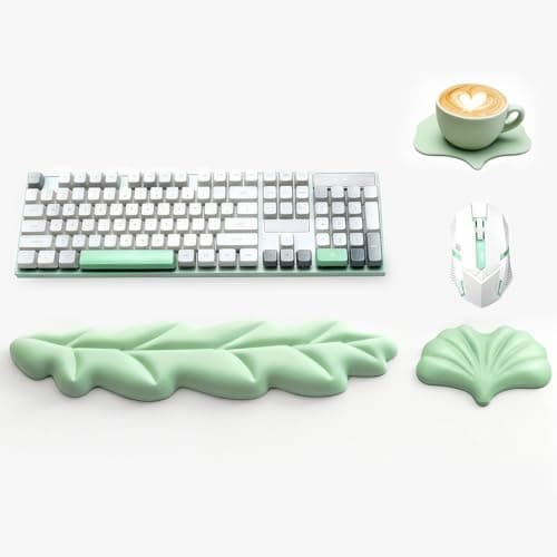 Ergonomic Leaf Keyboard and Mouse Wrist Rest Set, Extra Wide & Thick Memory Foam for Carpal Tunnel Pain Relief, Non-Slip Base, PC/Mac/Laptop, Gift for Office Work, Gaming - Image 1