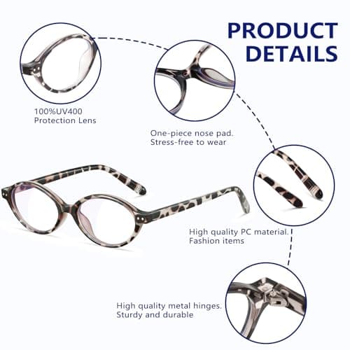 YDAOWKN Oval Blue Light Blocking Glasses for Women Men,Glasses Frame Bluelight for Gaming/Computer/Screen - Thumbnail 4