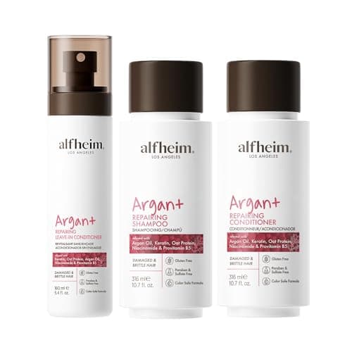 ALFHEIM Argan Repairing Shampoo Conditioner Leave-in Conditioner 3-piece set Deeply Repairs Damaged Hair Intense Hydration & Frizz Control Sulfate & Paraben-Free for Daily Care & Post-Color Treatment - Image 1