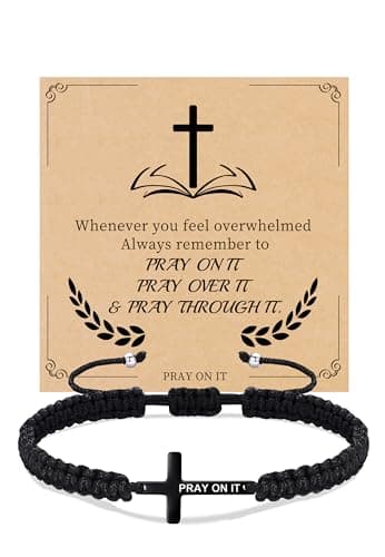 Sistble Easter Basket Stuffers, Christian Gifts for Teen Baptism Gifts Cross Bracelet for Men Easter Catholic Gifts Religious Faith Christian Bracelets Handmade Braided Jewelry for Son - Image 1