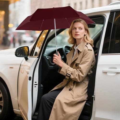 Lejorain Collapsible Mini Umbrella Compact - Auto Open Close Slim Micro Business Umbrellas Travel Size Strong Rain Umbrella Adults - Thumbnail 2