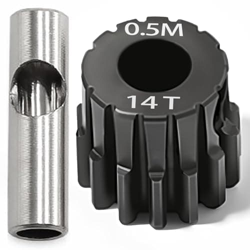 0.5M Pinion Gear 14T Hardened Steel 3.175mm Bore with 2.3mm Adapter, Precision Motor Gear for ARRMA 1/14 Typhon 1/16 Mojave 1/18 Granite, Losi 1/12, 0.5Mod Gear 13T-27T for HOBBYWING Motors - Image 1