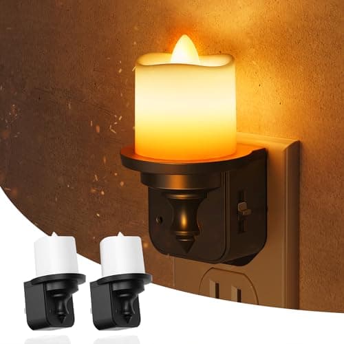 L LOHAS LED Candle Night Light, Amber Night Lights Plug into Wall, Flameless Candle Nightlight with Light Sensor, 0-100LM Dimmable Vintage Decorative Night Light for Hallway Bedroom,2Pack - Image 1